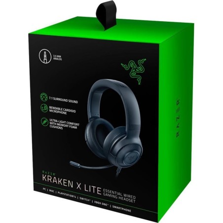 Razer Kraken X Lite Wired Headset - Lightweight Design, Immersive Sound, Sleek Black Finish | 8886419378082